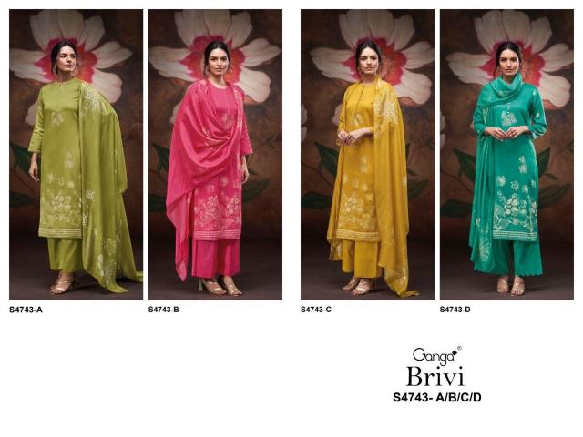 Ganga brivi 4743 cotton satin dye and tye dress material wholesale
